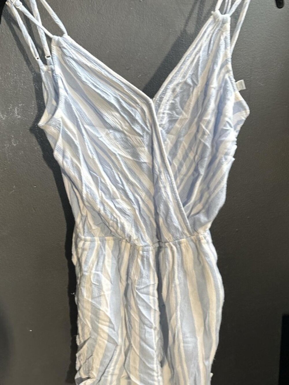 American Eagle Women's Blue and White Playsuit-romper